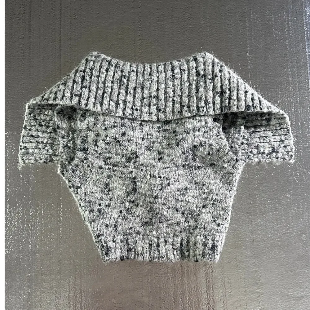 Bebe Cropped Knit Sweater Vest Gray Speckled Open Front Women's Size Small - Picture 3 of 11